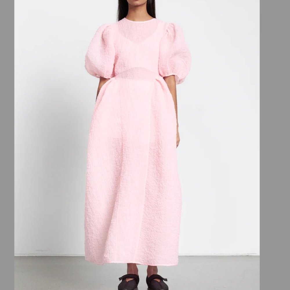 ISO Cecilie Bahnsen Ulani Pink Wintermere Matelassé Long Dress